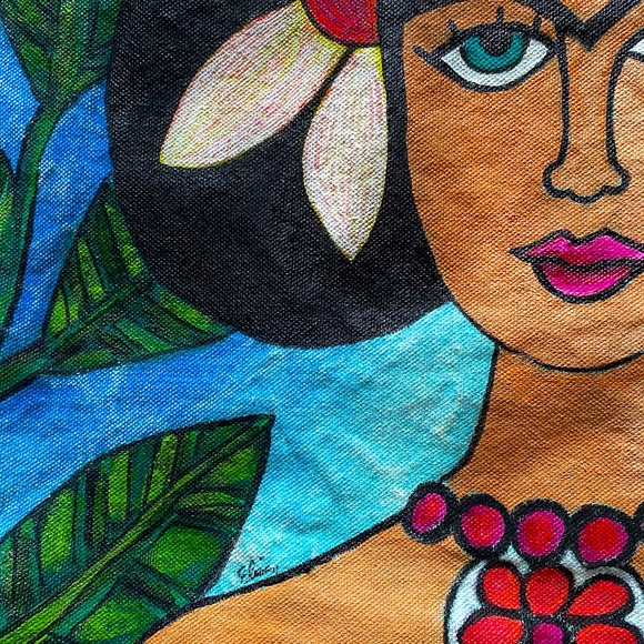 Frida Kahlo Inspired Large Hand Painted Tote - Picture 7 of 8